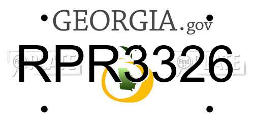 RPR3326 Georgia License Plate