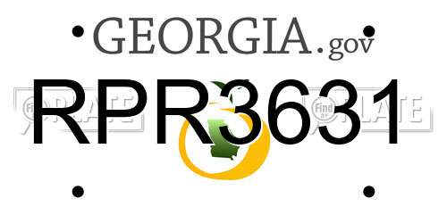 RPR3631 Georgia License Plate