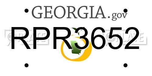 RPR3652 Georgia License Plate