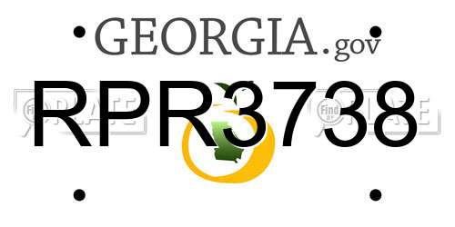 RPR3738 Georgia License Plate
