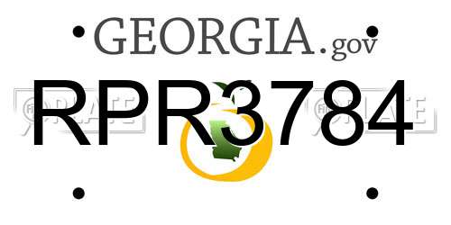RPR3784 Georgia License Plate