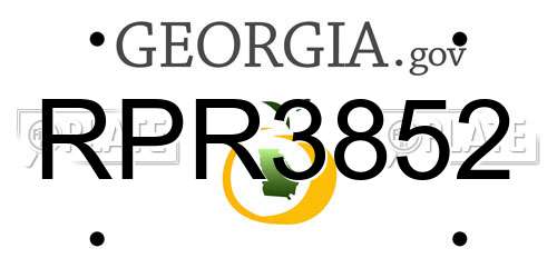 RPR3852 Georgia License Plate