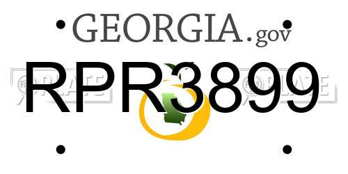 RPR3899 Georgia License Plate