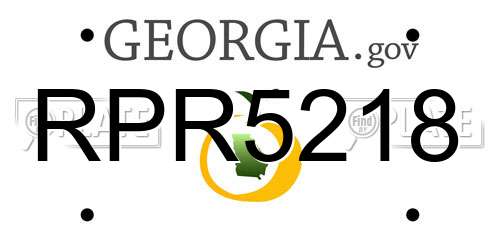 RPR5218 Georgia License Plate