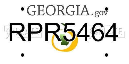 RPR5464 Georgia License Plate