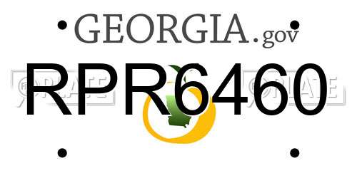 RPR6460 Georgia License Plate