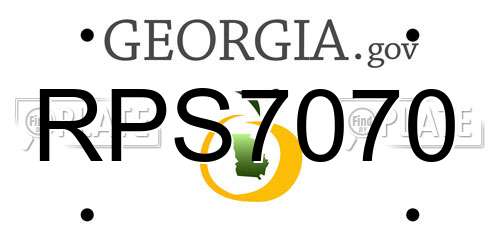 RPS7070 Georgia License Plate
