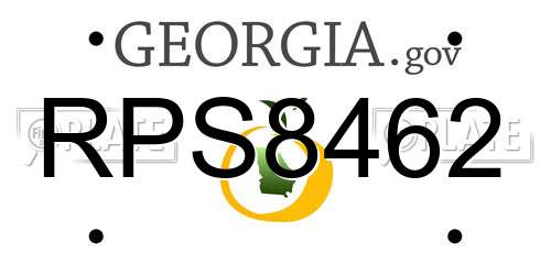 RPS8462 Georgia License Plate