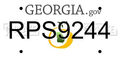 RPS9244 Georgia License Plate