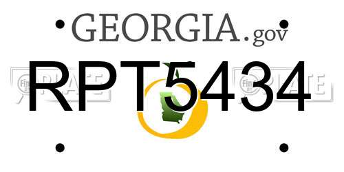 RPT5434 Georgia License Plate