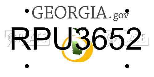 RPU3652 Georgia License Plate
