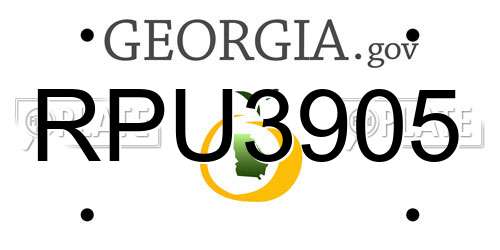 RPU3905 Georgia License Plate