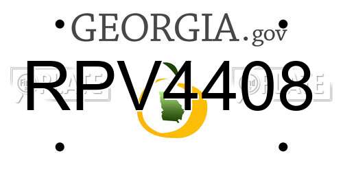 RPV4408 Georgia License Plate
