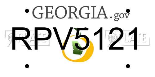 RPV5121 Georgia License Plate