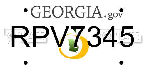 RPV7345 Georgia License Plate