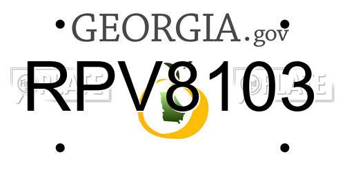 RPV8103 Georgia License Plate