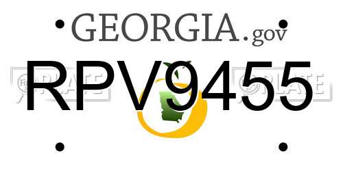 RPV9455 Georgia License Plate