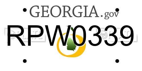 RPW0339 Georgia License Plate