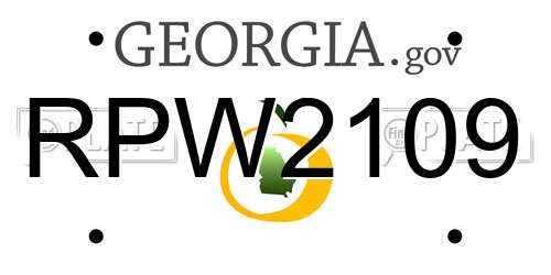 RPW2109 Georgia License Plate