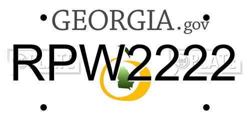 RPW2222 Georgia License Plate