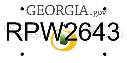 RPW2643 Georgia License Plate