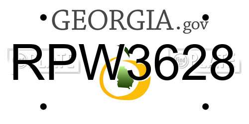 RPW3628 Georgia License Plate