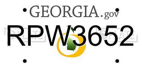 RPW3652 Georgia License Plate