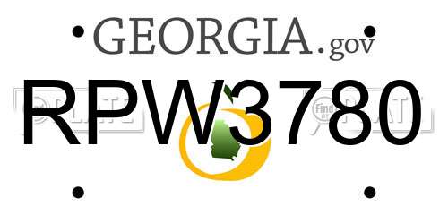 RPW3780 Georgia License Plate