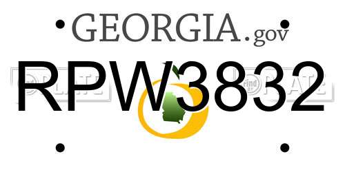 RPW3832 Georgia License Plate