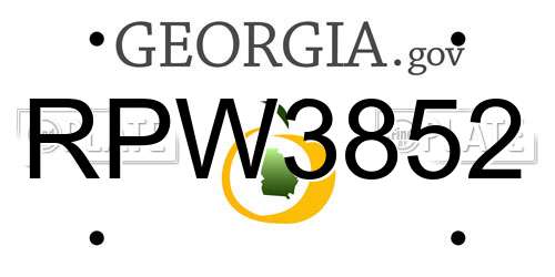 RPW3852 Georgia License Plate