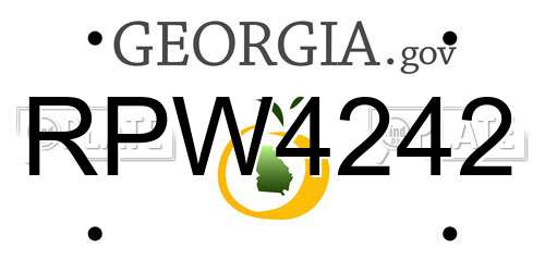 RPW4242 Georgia License Plate