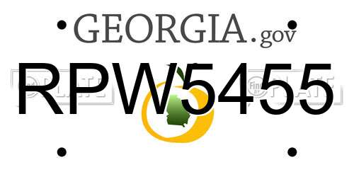 RPW5455 Georgia License Plate
