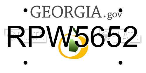 RPW5652 Georgia License Plate