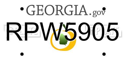 RPW5905 Georgia License Plate