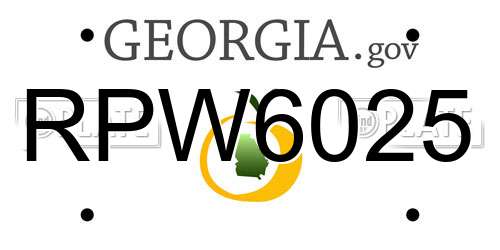 RPW6025 Georgia License Plate