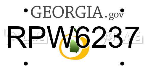 RPW6237 Georgia License Plate