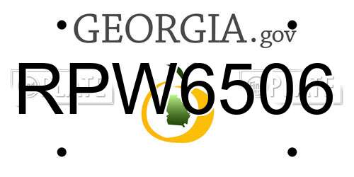 RPW6506 Georgia License Plate