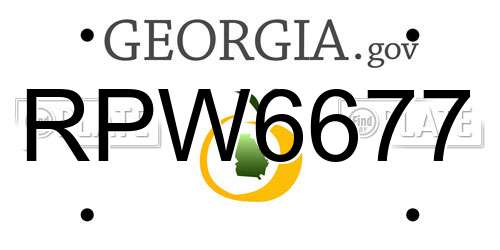 RPW6677 Georgia License Plate