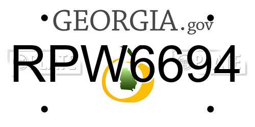 RPW6694 Georgia License Plate