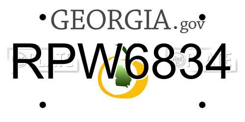 RPW6834 Georgia License Plate