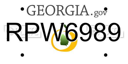 RPW6989 Georgia License Plate