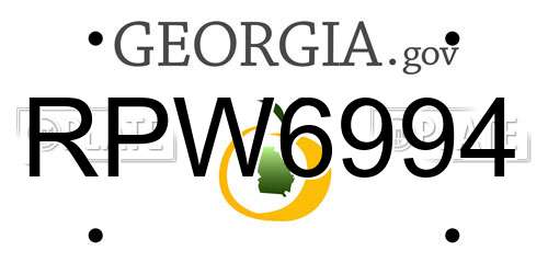 RPW6994 Georgia License Plate