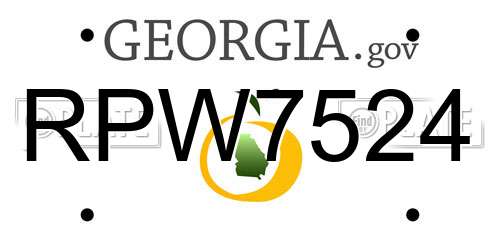 RPW7524 Georgia License Plate