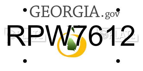 RPW7612 Georgia License Plate