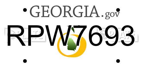 RPW7693 Georgia License Plate