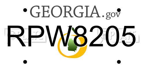 RPW8205 Georgia License Plate