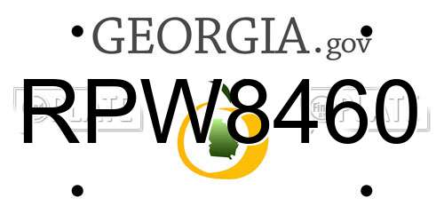 RPW8460 Georgia License Plate