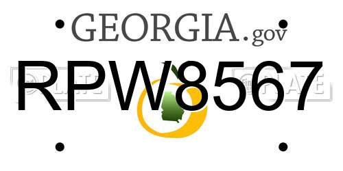 RPW8567 Georgia License Plate