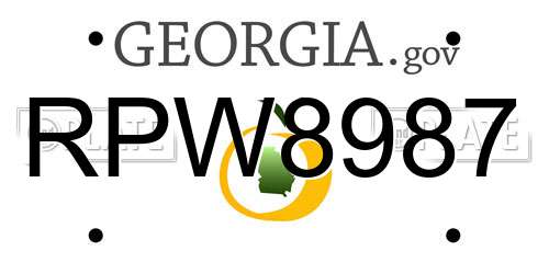 RPW8987 Georgia License Plate