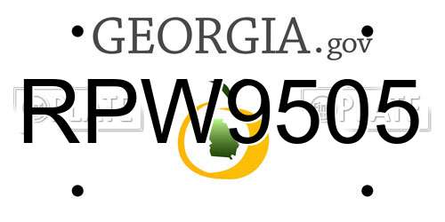 RPW9505 Georgia License Plate